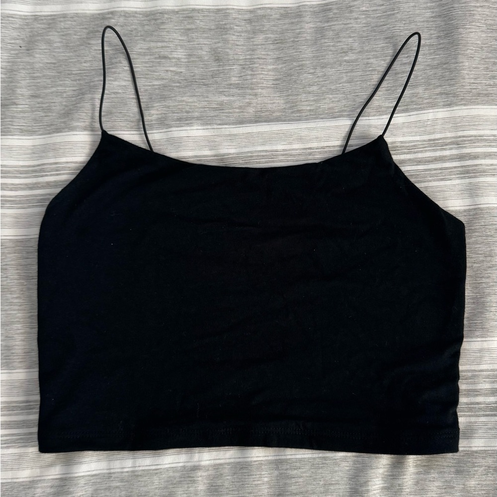 Black Spaghetti Strap Crop Top